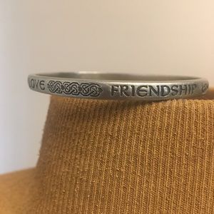 Loyalty, Love, and Friendship Silver Bangle